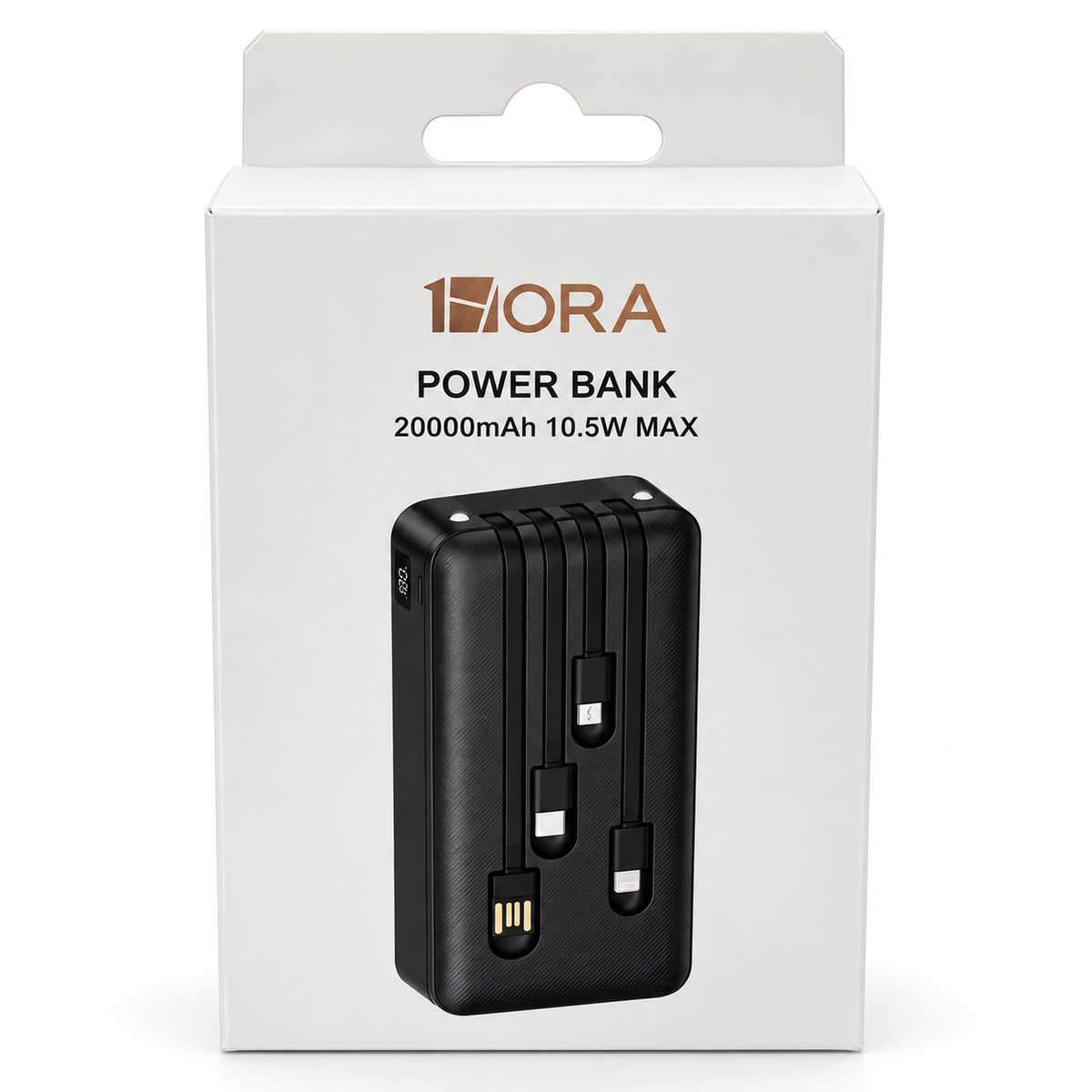 Power Bank 1Hora 20,000mAh con Pantalla Digital y 4 Cables Integrados 🔋📱