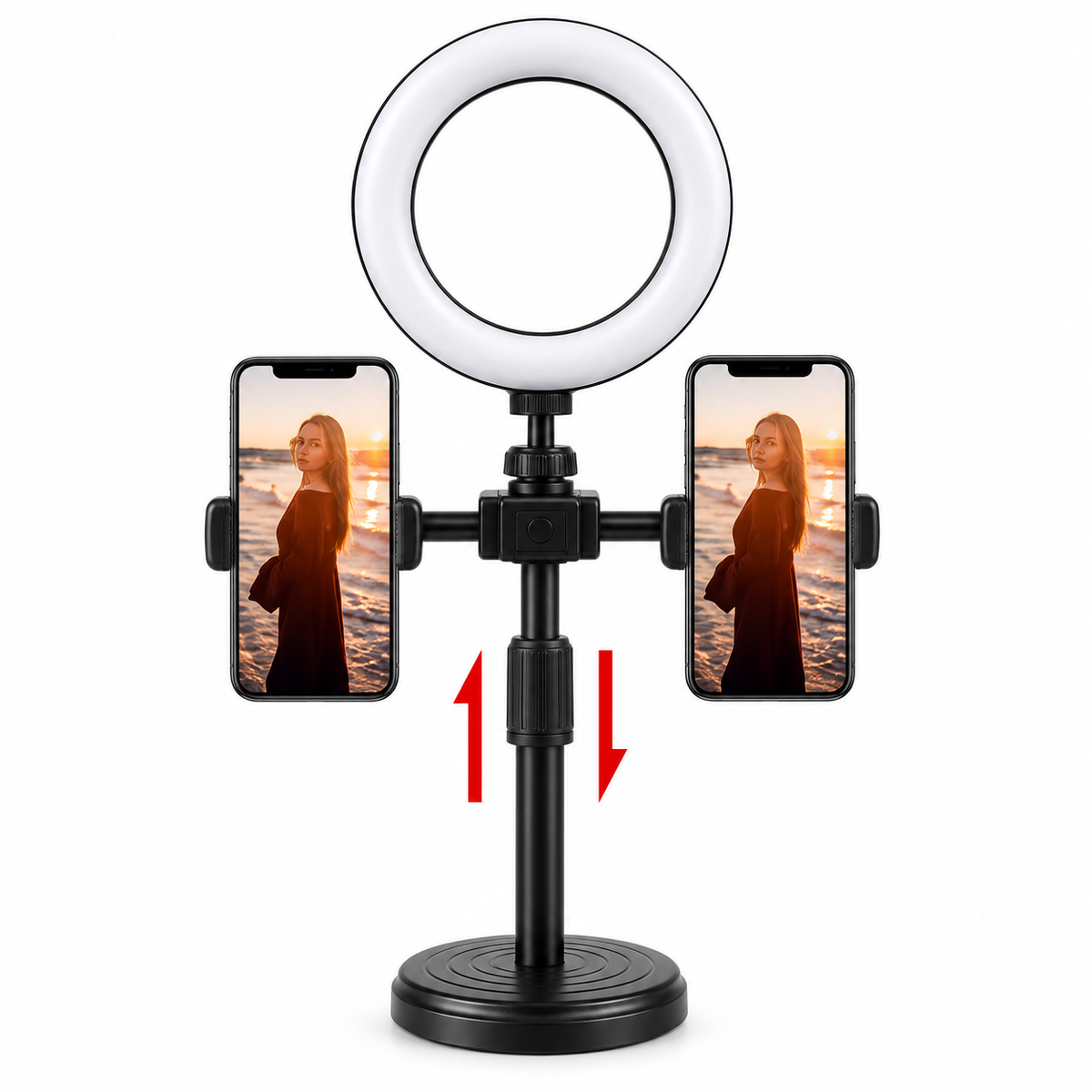 ✨ Aro de Luz LED con Soporte para 2 Celulares