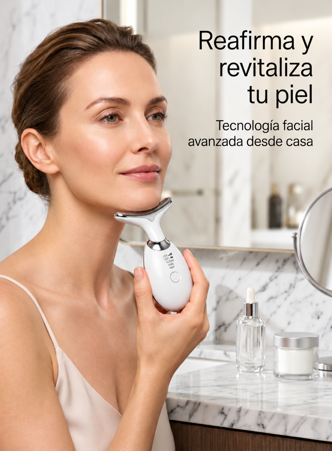 Masajeador Facial y de Cuello 3 en 1 con Luz LED e Iones