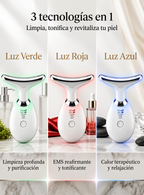 Masajeador Facial y de Cuello 3 en 1 con Luz LED e Iones