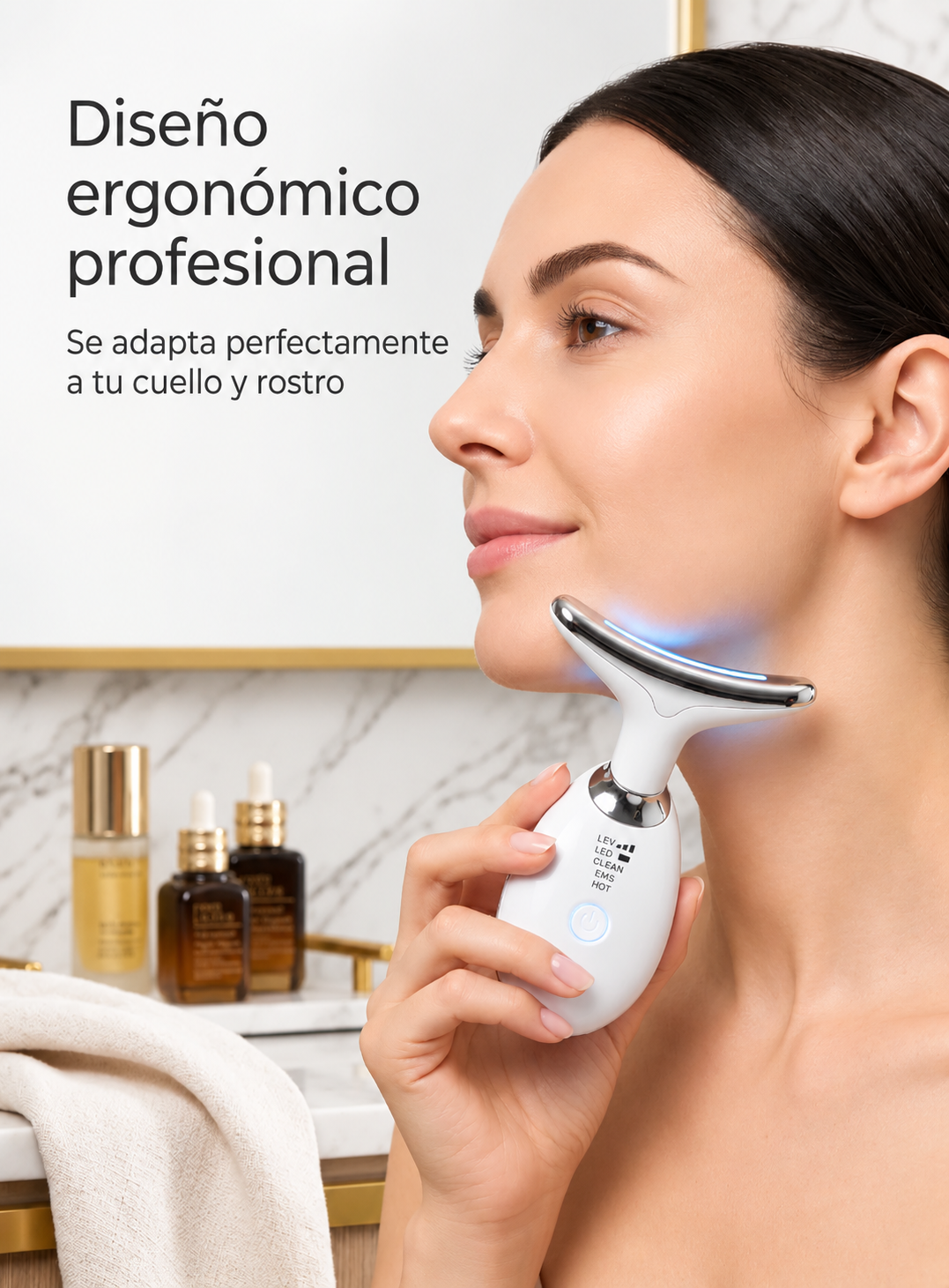 Masajeador Facial y de Cuello 3 en 1 con Luz LED e Iones