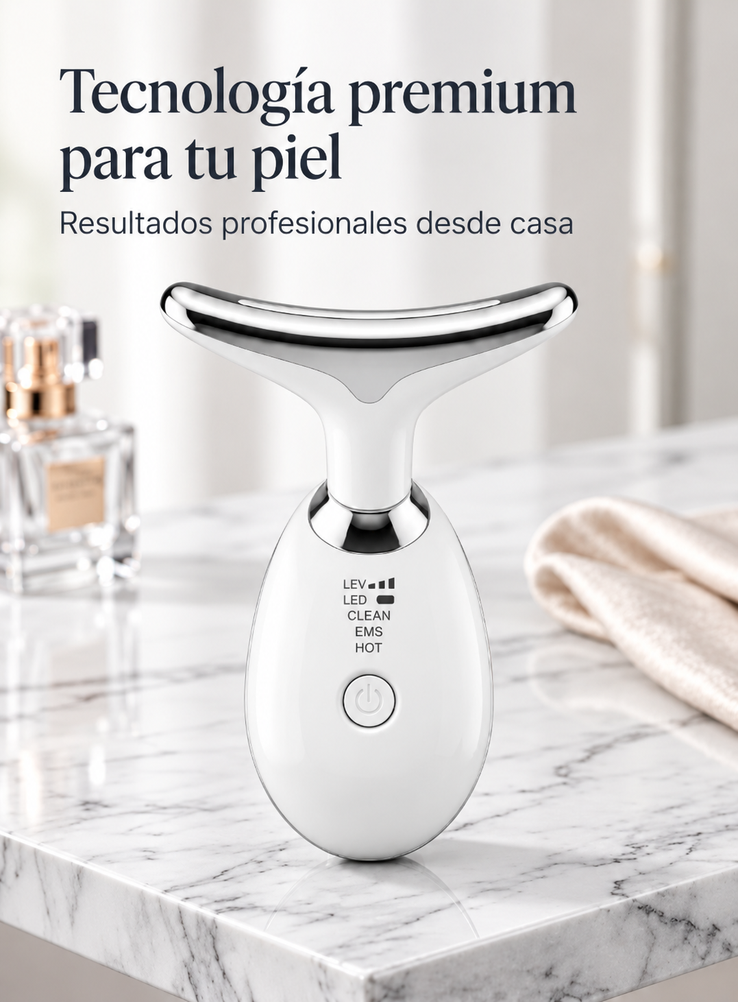 Masajeador Facial y de Cuello 3 en 1 con Luz LED e Iones