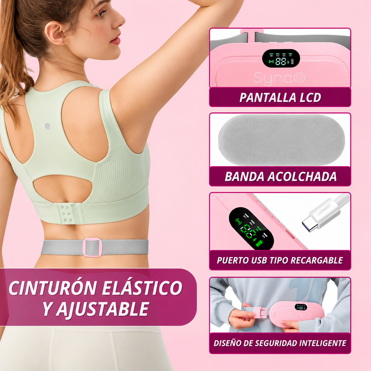 Cinturón Térmico y Masajeador – Alivio Inmediato para Cólicos y Dolor Lumbar