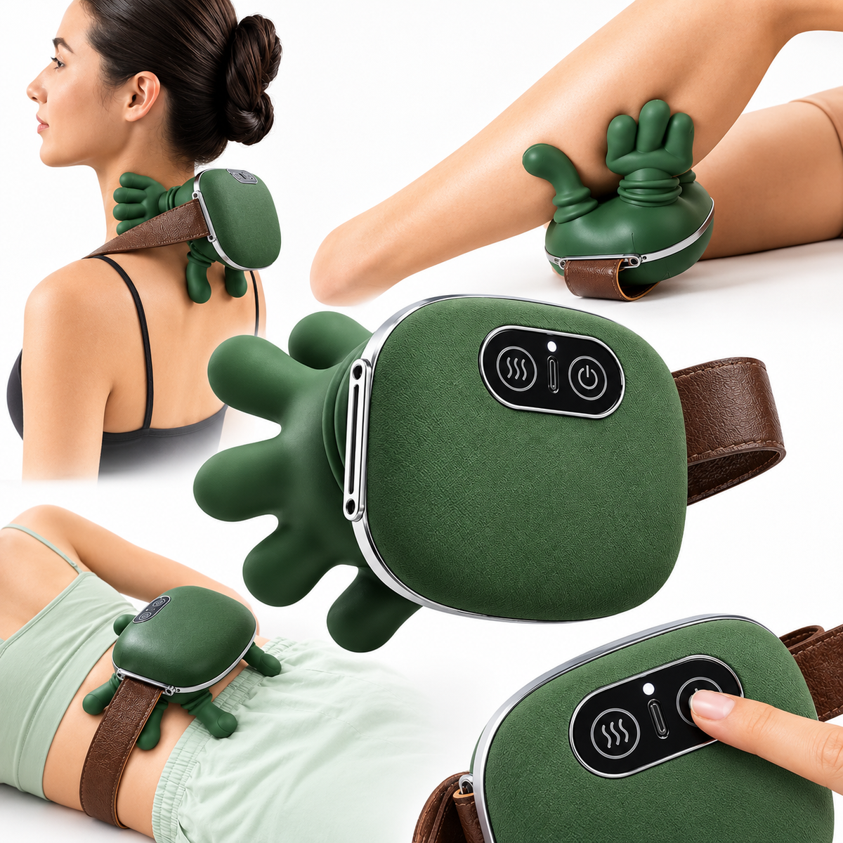 Masajeador Ergonómico de Cuello y Espalda con Calor Terapéutico "Tortuga" 🐢💆♂️✨